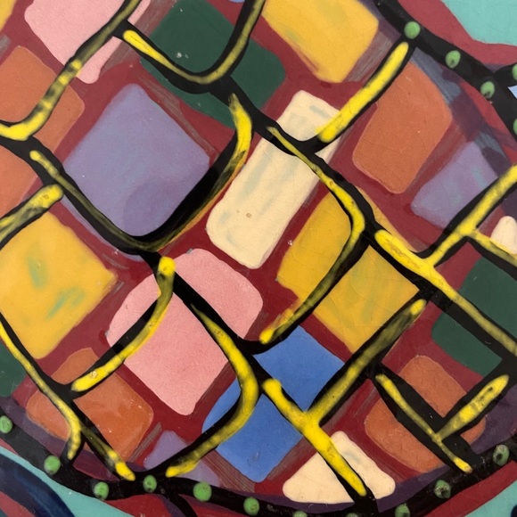 Lynda Feman Vintage Festive Turtle🐢Ceramic Trivet - Picture 12 of 16